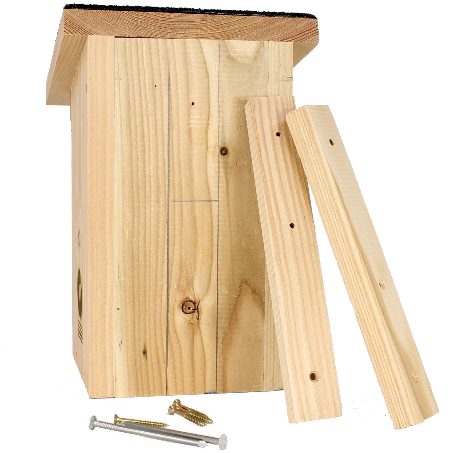 Starenkasten massiv 45 mm, Lärchenholz, Dach mit Teerpappe