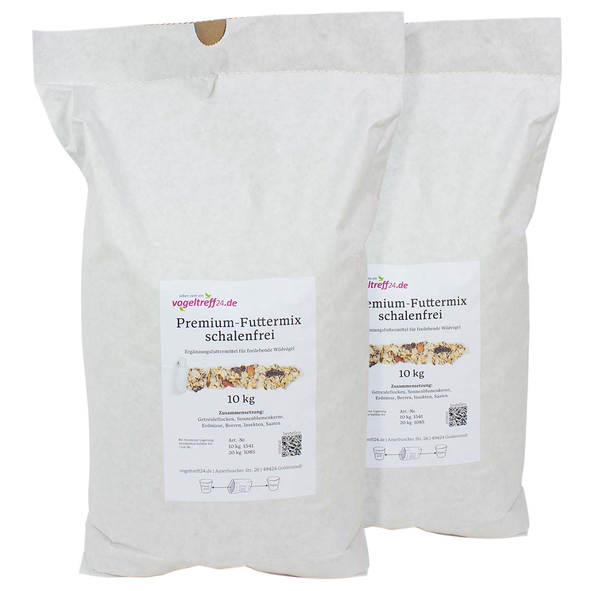 Premium-Futtermix schalenfrei 20 kg (2 x 10 kg Säcke)