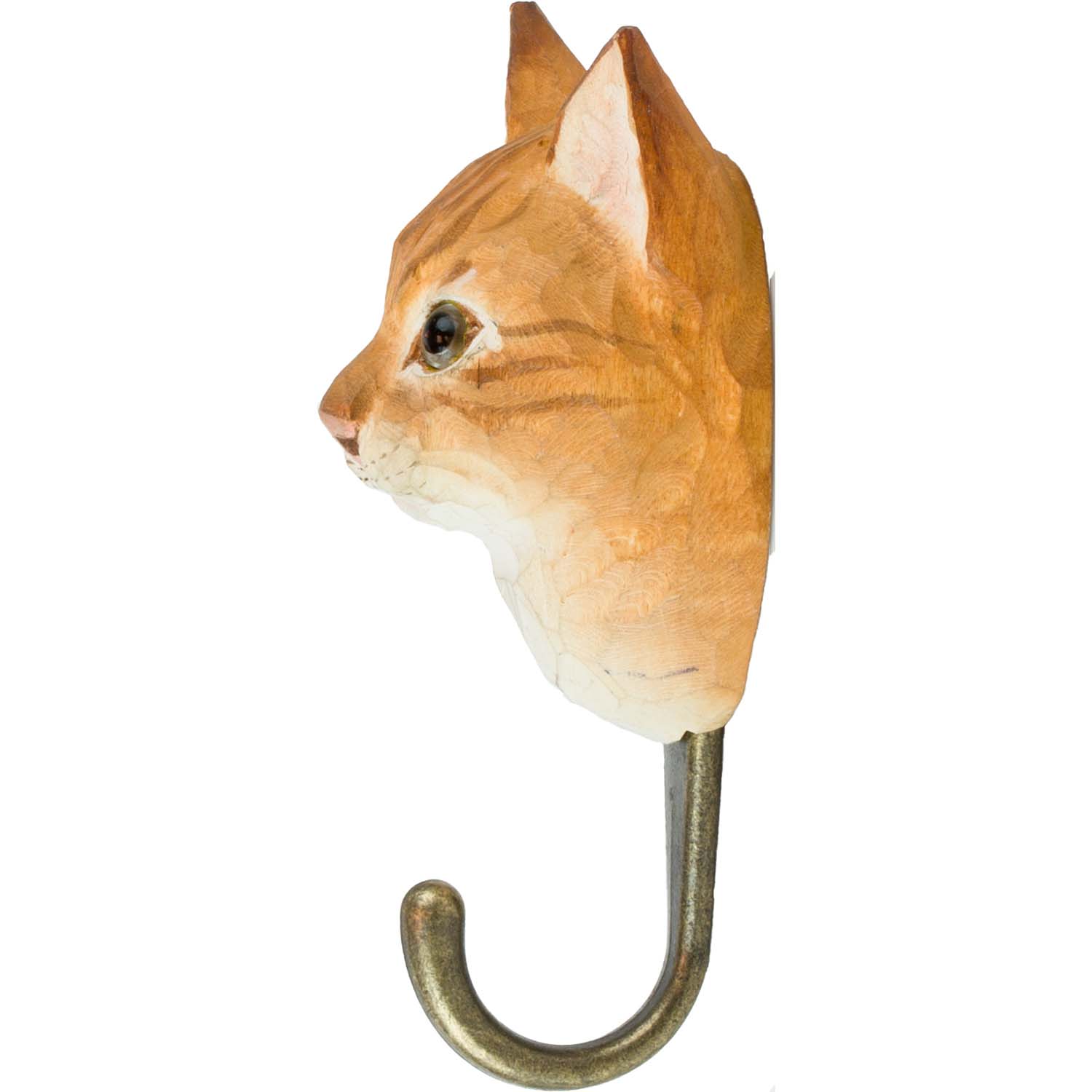 Wildlife Garden Haken Katze handgeschnitzt