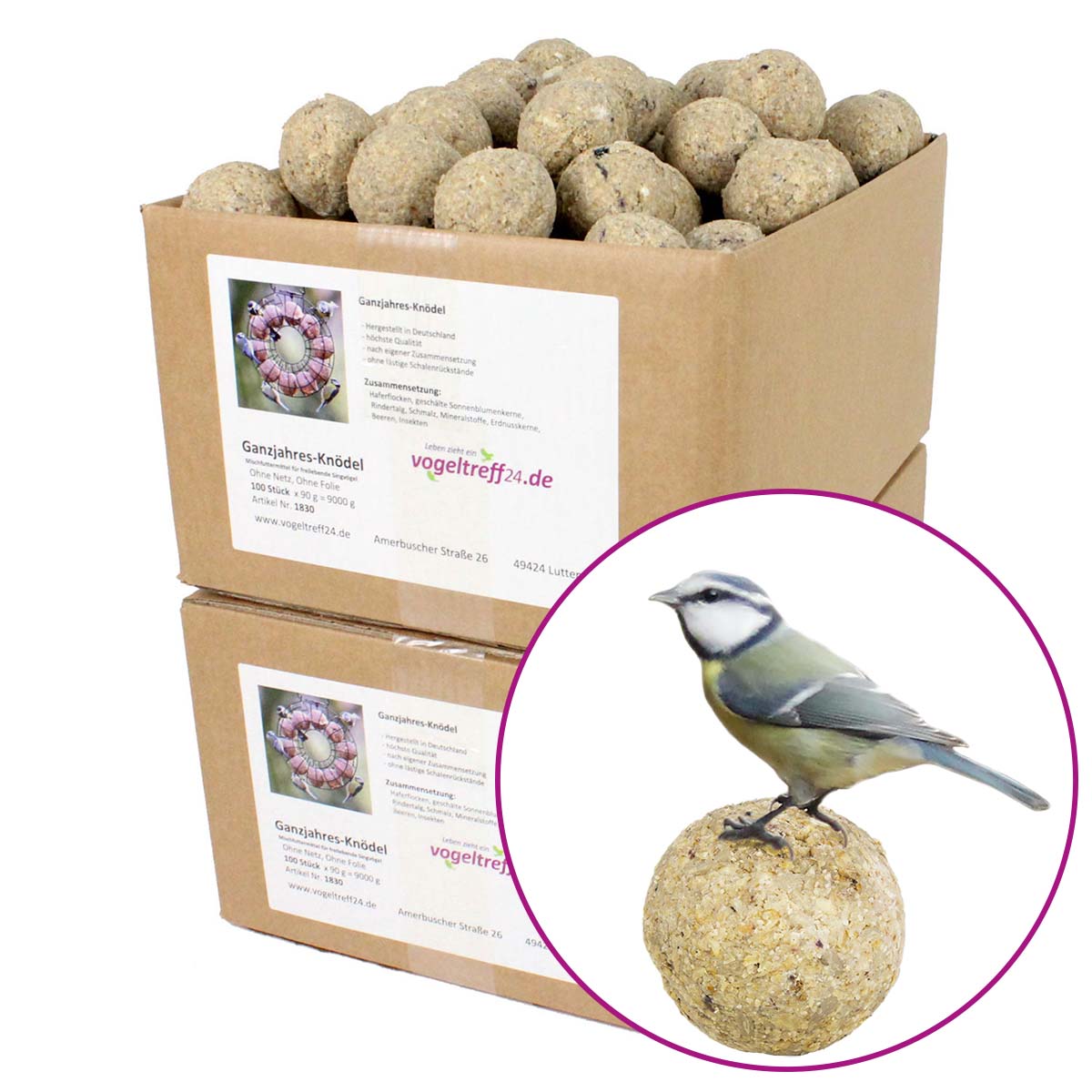 200 Meisenknödel mit Beeren und Insekten OHNE NETZ im SPARPAKET (2 x 100 St.)
